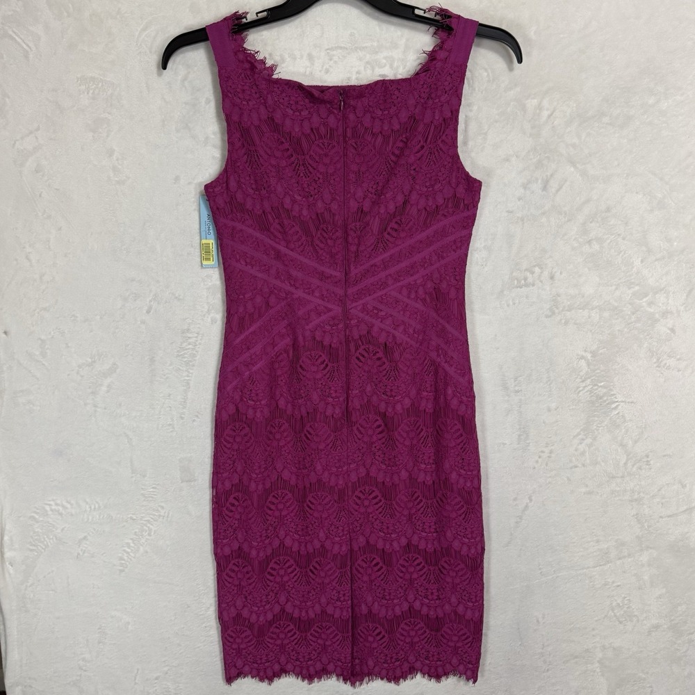 NWT Antonio Melani Lace Sheath Dress Size 4 Fuchsia Party Wedding Guest Resort - Picture 14 of 16